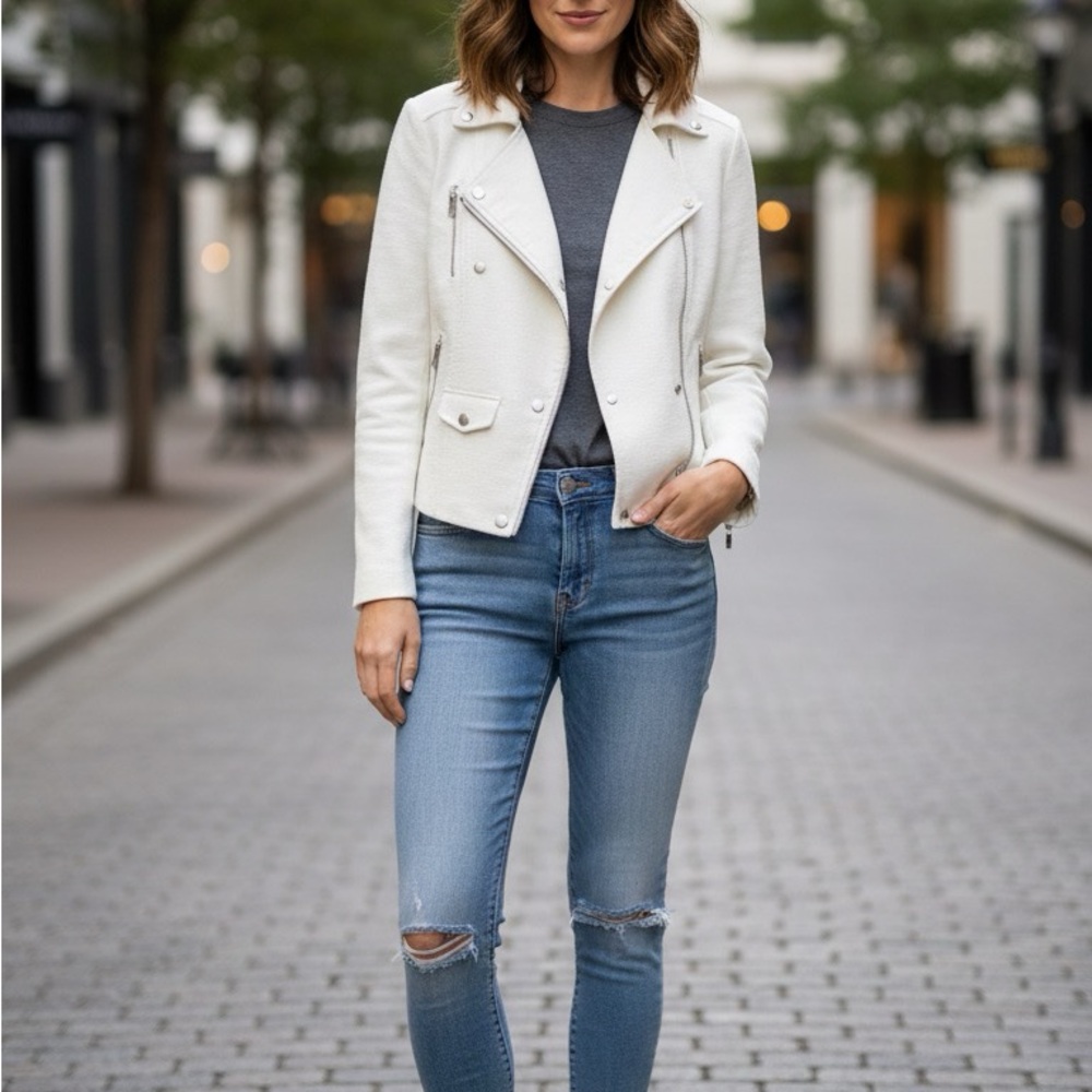 Banana Republic White Biker Jacket